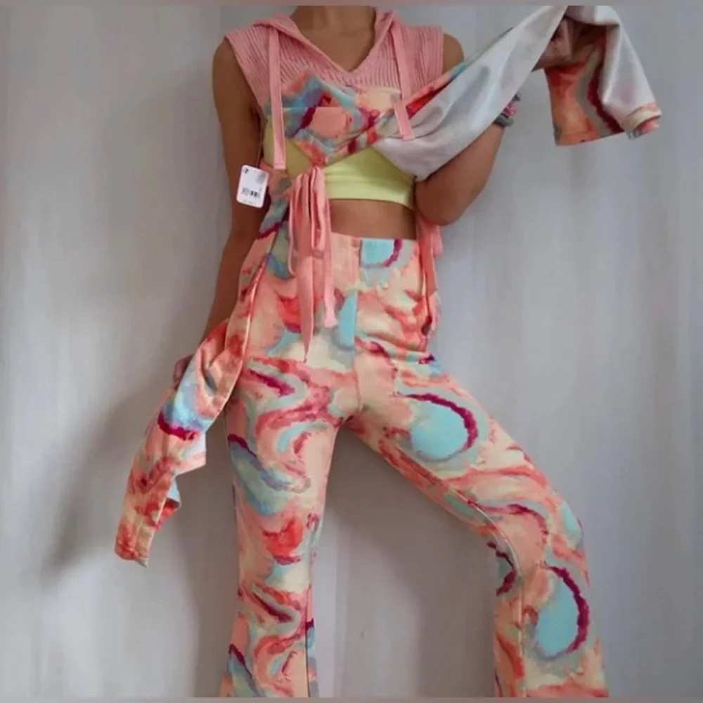 Free People All That Set Printed Multi 2 pc Top Pants Small - Picture 7 of 12